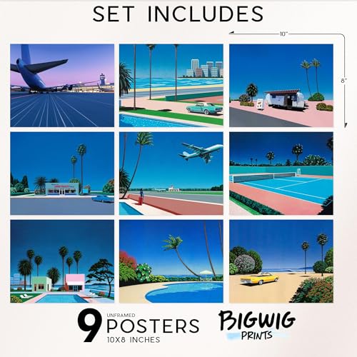BigWig Prints Hiroshi Nagai Art - Lofi Poster Vaporwave, Hiroshi Nagai Wall Art Prints, Vaporwave Decor Posters, Japanese Room Decor - Unframed Set of 9 (8x10”) by BigWig Prints - Used condition - Image 2