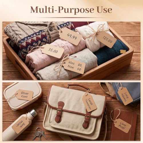 SALLYFASHION 100PCS Gift Tags with String Attached, Kraft PaperHang Tags
