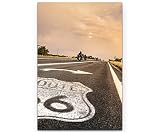 Eau Zone Wandbild auf Leinwand 90x60cm Route 66 Straßenschild