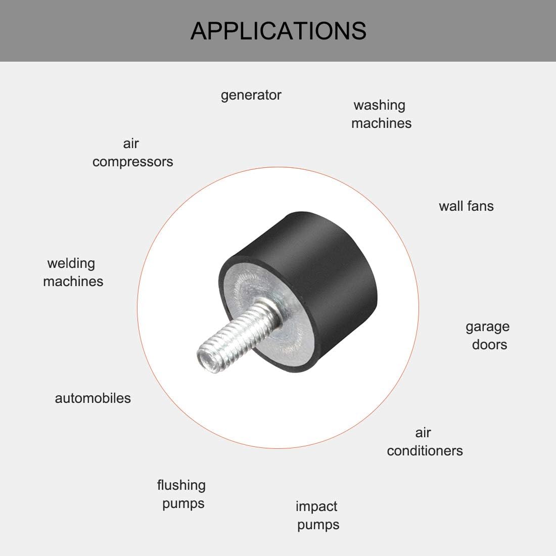 sourcing map M4 Thread Rubber Mounts,Vibration Isolators,Cylindrical Shock Absorber with Studs 15 x 10mm 2pcs - Image 5