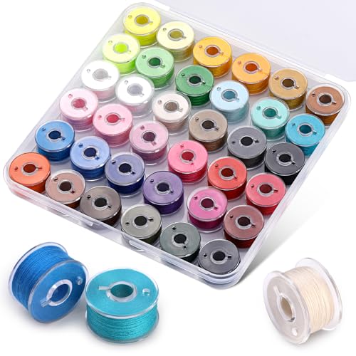 LOKUNN 36Pcs Bobbins and Sewing Threads Prewound Bobbin Thread Threads