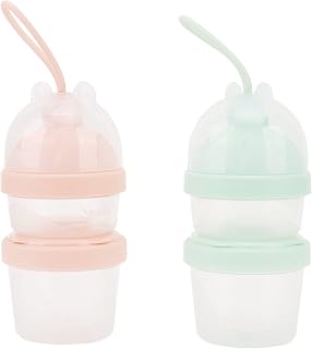 Generic Baby Formula Dispenser Portable Twist Lid Container for Traveling Moms 2 Units - Transparent PP