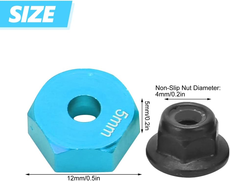 RC Wheel Hex Adapter, 12mm 1/10 RC Car Truck Wheel Hex Adapter+Non-Slip Nut+Bolt+Cross Wrench RC Model Toy Part(Blue) - Image 3