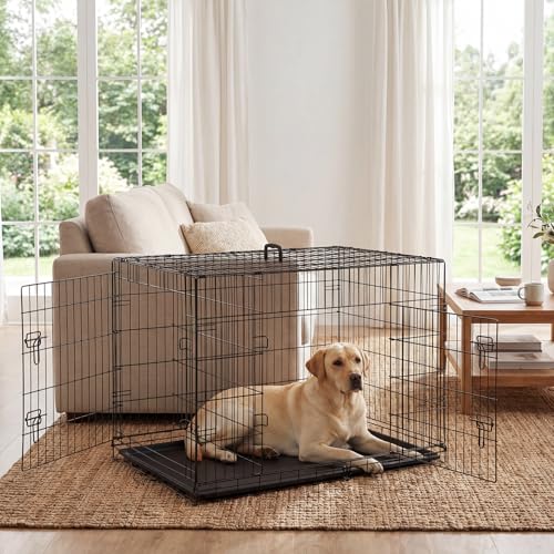 Aidoly Dog Crate, 42 Inch Large Double Door Portable Dog Cage, Metal Wire Pet Kennel with Secure Lock, Leak-Proof Pan Tray, Foldable Design for Dogs Pets Indoor Training and Outdoor Travel by Aidoly - Image 6