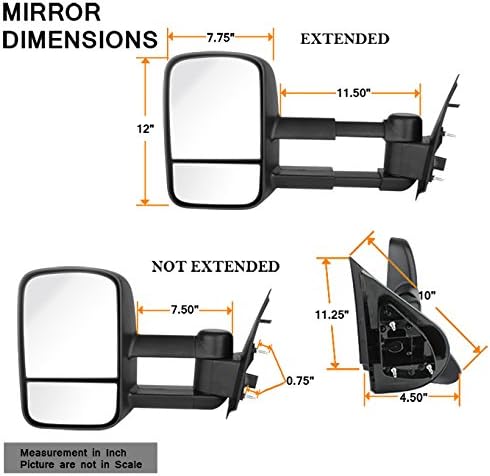 AKKON - For 07-13 Chevy Silverado Extendable Towing Power Telescoping Wide Angle Side Mirrors Left + Right Pair