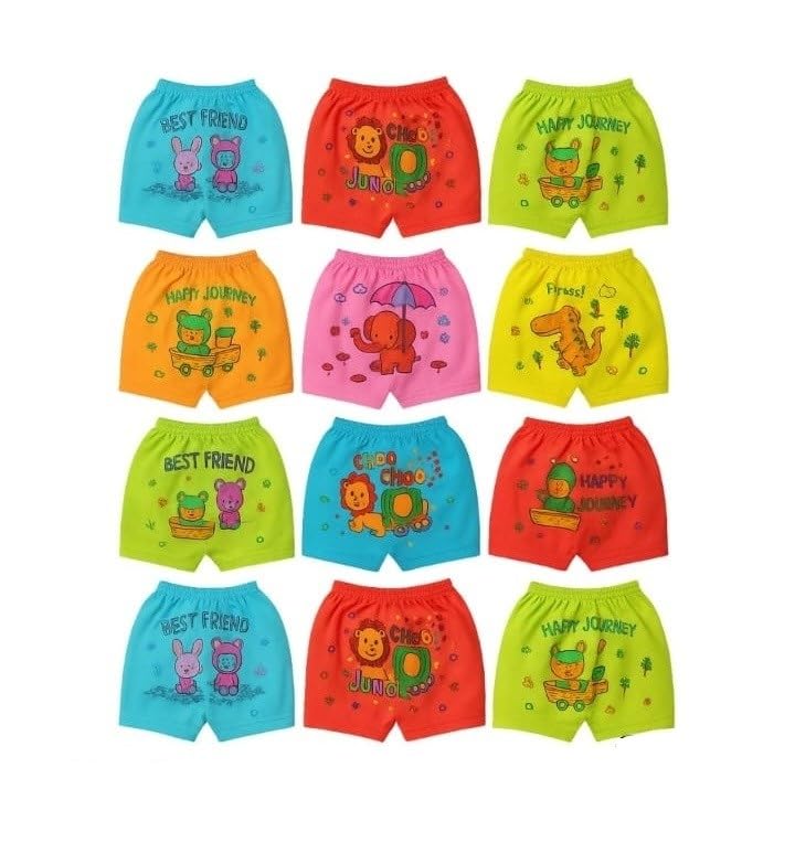 Baby Shorts with Cartoon Prints, Multicolour, for 1 to 2 Years, Pack of 6, Random Colour