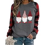 Lustig Rentier Schneemann Weihnachtsmotiv Sweatshirt Xmas Pulli Weihnachts Langarmshirt Weihnachtspullover Damen Weihnachten Pullover Oberteil Top Lässig Weihnachts-Shirt Baumwolle Rundhals
