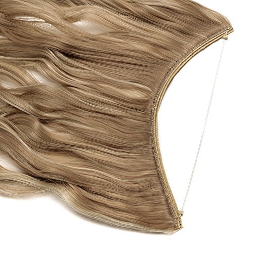 S-Noilite Best Synthetic Hair Extensions Curly Full Head Invisible Wire Secret String No Clips In Hair Extensions Secret Fish Line Hairpieces For Women And Girls(20", Sandy Blonde & Bleach Blonde) #TOP3
