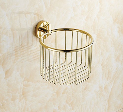 BIAN-European-style solid brass toilet paper holder chrome Polish bathroom Towel rack modern wall hanging basket