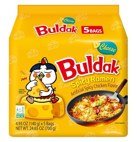 Samyang Buldak Queso Ramen Coreano – Fideos Picantes Instantáneos con distintos Sabores - Pack Laborawi (5x140g)