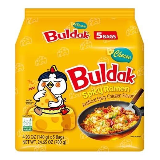 Samyang Buldak Queso Ramen Coreano – Fideos Picantes Instantáneos con distintos Sabores - Pack Laborawi (5x140g)