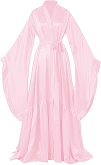 Women's Bridal Robes Old Hollywood Maternity Photoshoot Silk Bathrobe Long Lingerie Cover Up Nightgown