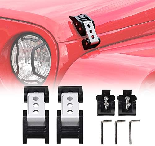 CheroCar Steel Hood Latches Hood Lock Catch Kit for 2007-2017 Jeep Wrangler JK/JKU