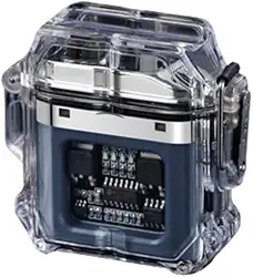 Isqueiro Recarregável Tipo C com Cordão A Prova D´agua Feito de Plasma Portátil Bivolt Acendedor de Arco Duplo Elétrico a Prova de Vento Ar Livre Ideal Para Acampamentos Linha PREMIUM SYANG (PRATA)