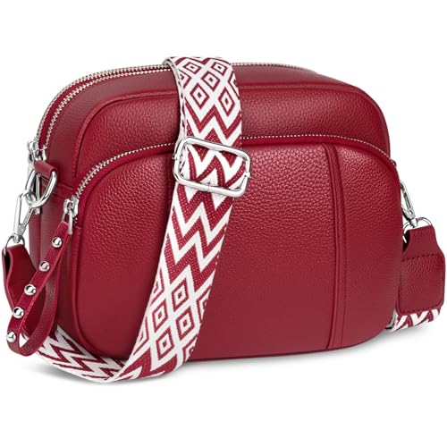 JUYANO Crossbody Bag Damen Handtasche Umhängetasche Leder, Kleine, mit Breitem Gurt, Stylisch, mit Kartenschlitz, Abnehmbar, Schultergurt