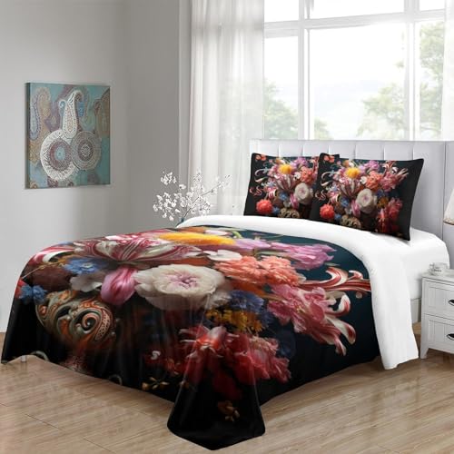 Housse de couette microfibre de qualité supérieure avec motif fleurs 3D