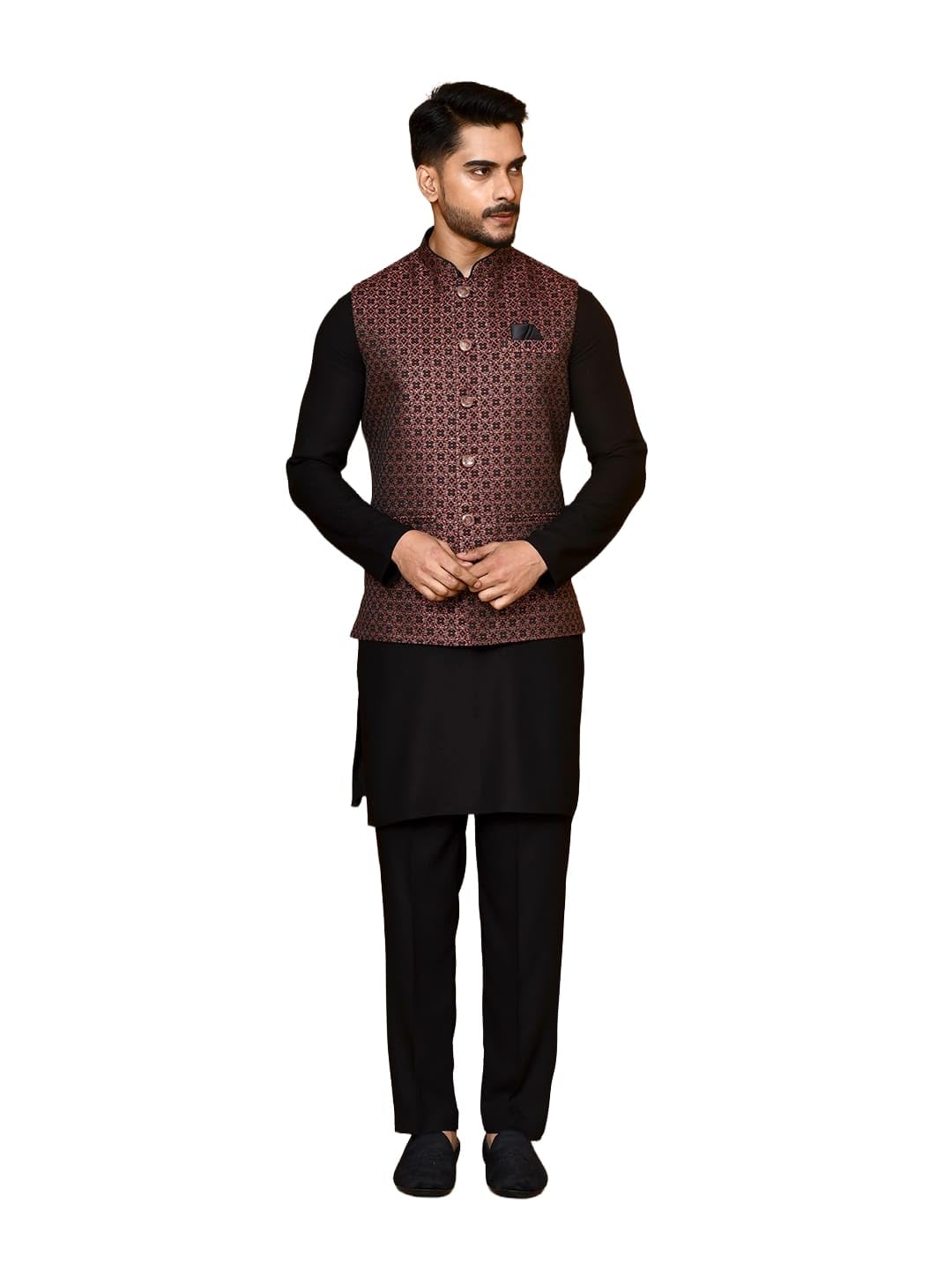wanas Men's Woven Design Classy Fit Jacquard Nehru Jacket (IN, Alpha, M, Regular)-picture-13