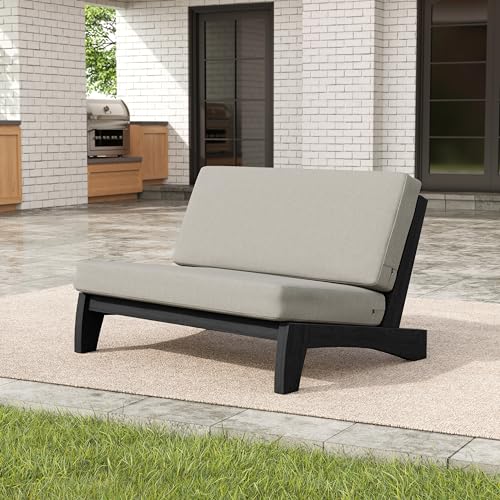 Image of Pia Ricoo 4 Piece Patio Furniture Sets, Outdoor Furniture with 2 Chairs & Coffee Table, Patio Conversation Set for Backyard, Deck, Lawn, Light Camel, Dark Wood