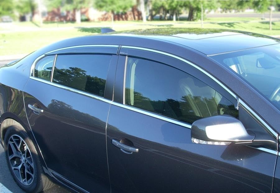 WellVisors Window Visors Wind Deflectors Compatible with Buick 2010-2016 Lacrosse with Chrome Trim Rain Guards 3-847BU005