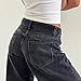 Women Y2K Low Rise Baggy Jeans Wide Leg Loose Fit Boyfriend Straight Leg Trendy Stretch Denim Pants Streetwear Black