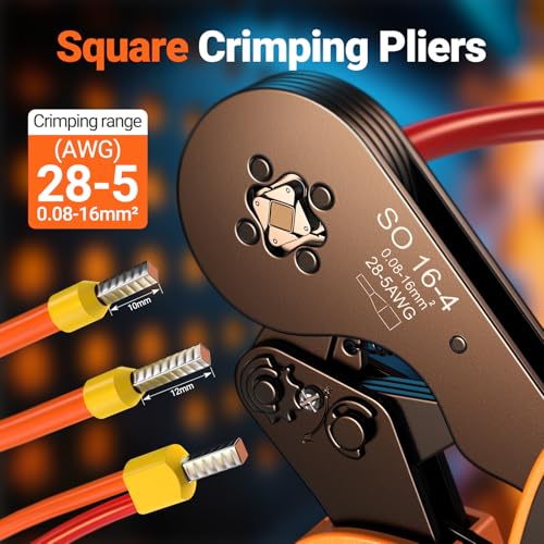 Preciva Ferrule Crimping Tool Kit - AWG 28-5 Self-Adjusting Ratchet Crimper with 1010Pcs Single & 265Pcs Twin Ferrules | Wire Terminal Connectors Kit