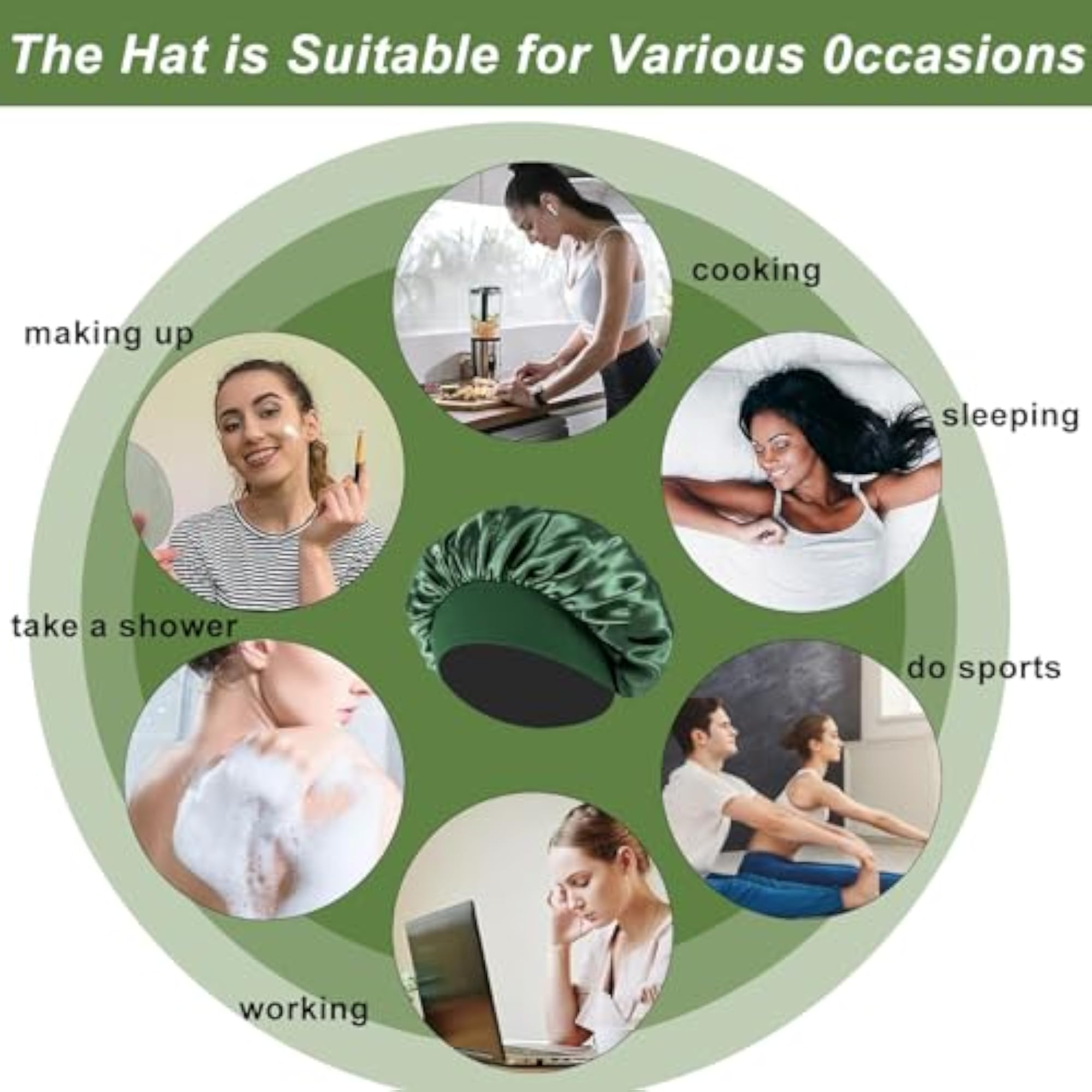 4pc Silk Bonnet Set for Sleeping, Hair Wrap Cap for Curly Hair