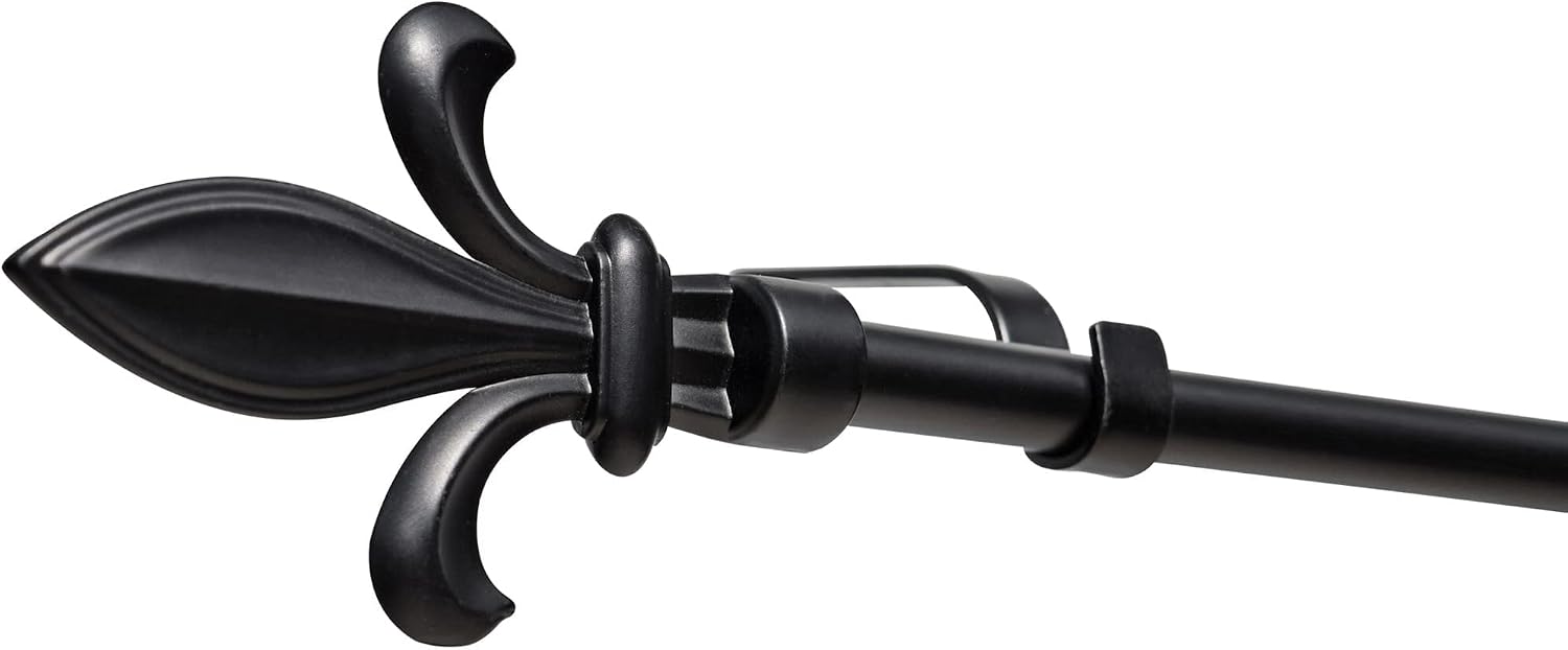 Austere Vogue Curtain Rod, 48-84 In, Black, Metal Cafe Rod Window Treatment Rod Drapery Rod
