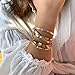 IFKM Gold Bangle Bracelets For Women, 14k Gold Plated Multi Layer Stackable Cuff Bracelet Set, Trendy Elegance Charms Non Tarnish Minimalist Textured Boho Jewelry Gift (6pcs Love)
