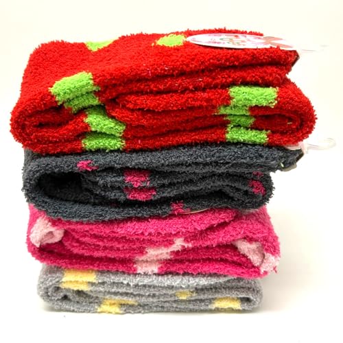 12 Pairs Fuzzy Socks Women Girl Long Knee High Winter Cozy Slipper Warm Lot 9-11 Fuzzy Socks for Women Soft Fluffy Socks Polka Dot Design Cozy Plush Socks Christmas Socks Warm Fluffy Socks Cozy4
