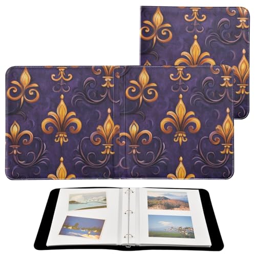 Álbum de fotos scrapbooking autoadhesivo 3 anillos, 40 páginas, 8x10 pulg, diseño Mardi Gras Fleur De Lis miniatura 2