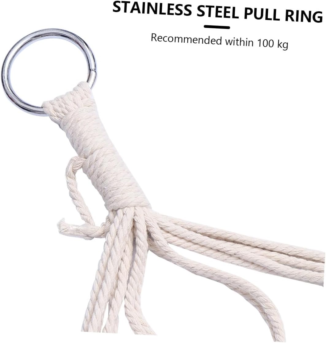 Portable Outdoor Hammock Swing Chair with Thick Cotton Rope and Wooden Spreaders, Hanging Leisure Bed for Camping and Indoor Relaxation, Includes Tie Ropes and Carry Bag
