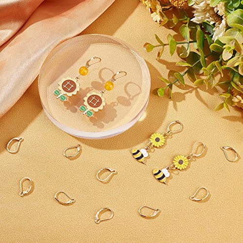 Beebeecraft 1 Box 100Pcs Leverback Earring Hooks 24K Gold Plated French Earring Hooks Earwire Findings 16.5x10mm for DIY Jewellery Making - Image 4