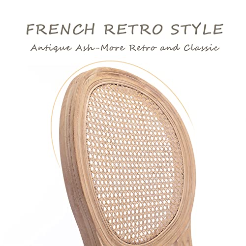 Phoenix Home Set Of 4 French Country Dining Chairs, Beige(Rattan) #TOP4