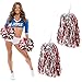 Pom Poms Cheerleading Stuff- Cheerleader Cheering Squad Pompoms with Baton Handle for Team Spirit Sports Games Dance Outfit - Cheer Pom Pom - Cheerleader Pom Poms for Kids and Adult (Red Silver)