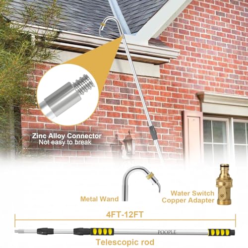 POOPLE Gutter Cleaning Tools, Gutter Cleaners from The Ground, Gutter Hose Extension Wand with Garden Hose Attachment - Thumbnail 2