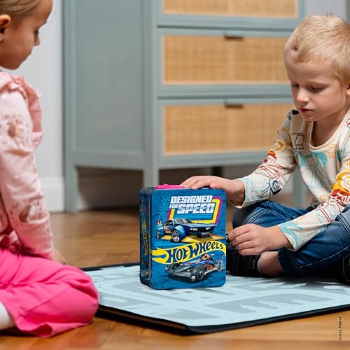 Theo Klein 2881 Valigetta di Raccolta Hot Wheels, Valigetta in Metallo Che può Contenere Fino a 50 Auto, Pratiche suddivisioni, Giocattolo per Bambini a Partire dai 3 Anni