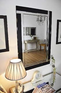 Black And Silver Bevelled Venetian Wall Mirror 3Ft X 2Ft (91cm X 61cm)