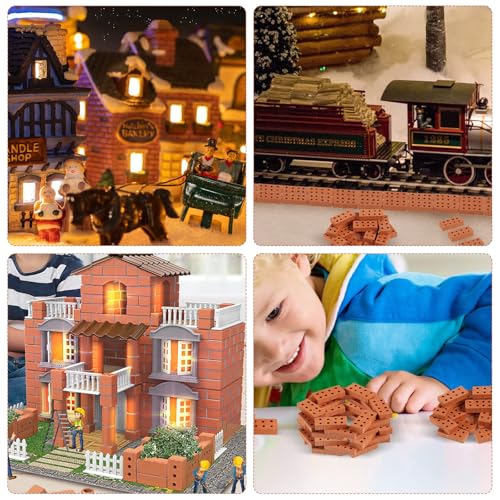SNONESIY 60 Stück Rote Mini Ziegelsteine für DIY Bauen, Puppenhaus, Garten Ornament, Spielzeug Deko (10 Jahre - 14 Jahre)