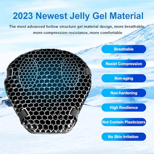RWUJILONG Universal Motorcycle Seat Cushion Jelly Gel Material 3D Honeycomb Shock Absorbing Seat Pad with Motorcycle Seat Cover - Thumbnail 2