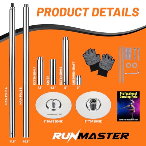 Runmaster HMDANCS4 Premium Spinning And Static Dance Pole Kit - Portable 45Mm Exercise Pole For Club, Party, Home Use thumb #2
