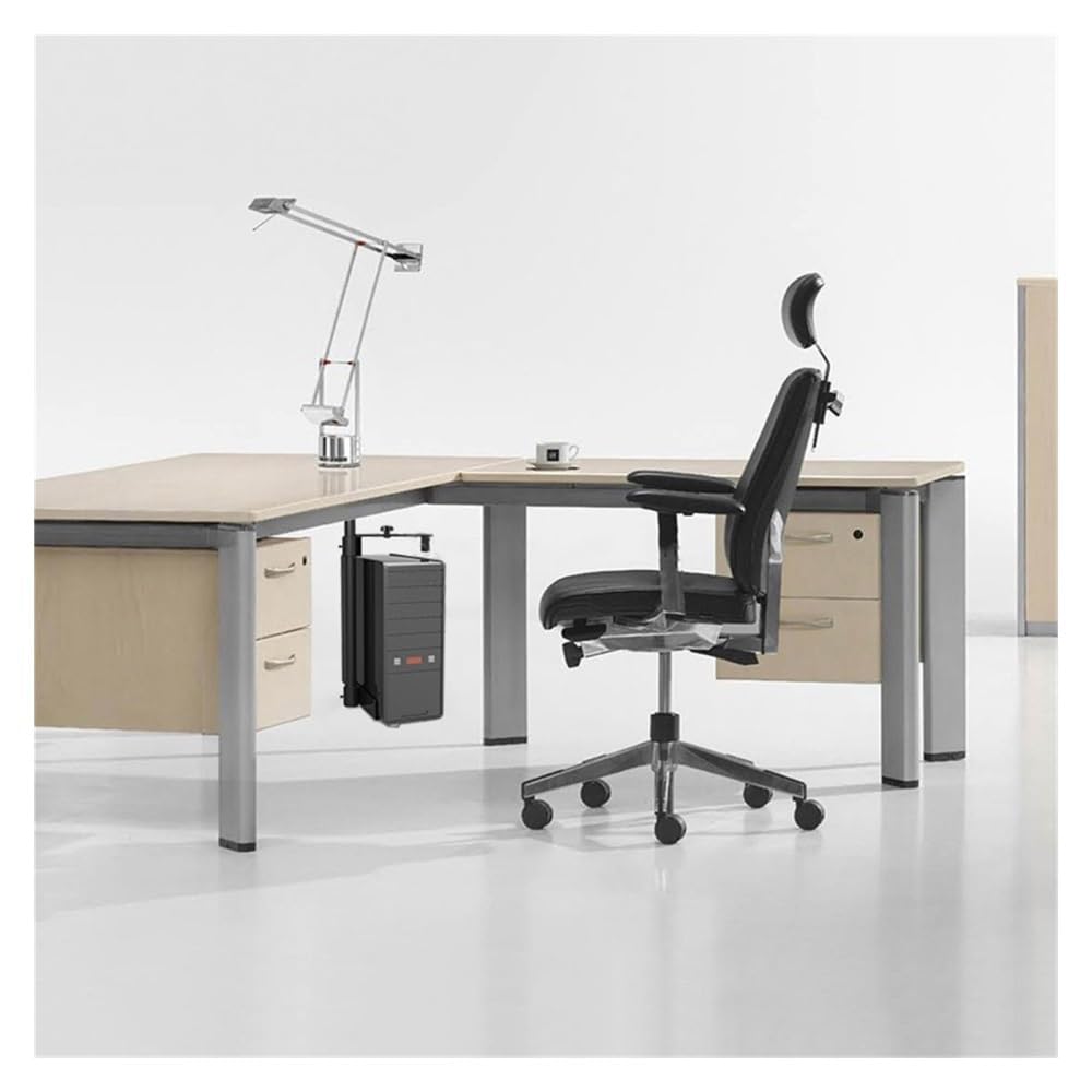 Akcesoria komputerowe CPU Under Desk Mount Bracket - Universal Steel PC Tower Under Counter Holder, 360° Swivel Adjustable Width and Heighth Hanging CPU Stand, Black Stojak na wieżę komputerową