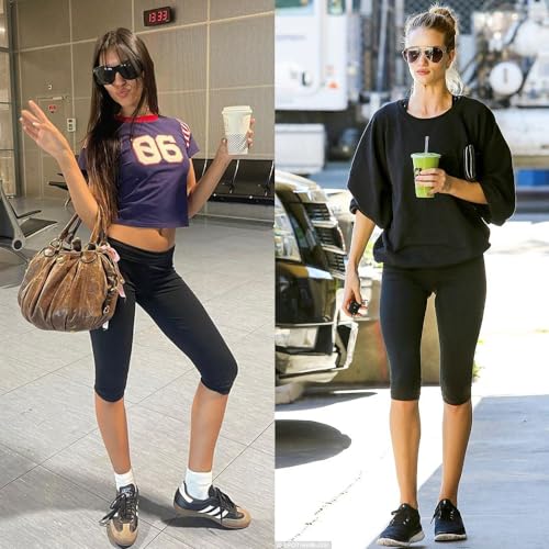 MOREFEEL Leggings femininas na altura do joelho - calça capri de cintura alta para mulheres, ioga, t