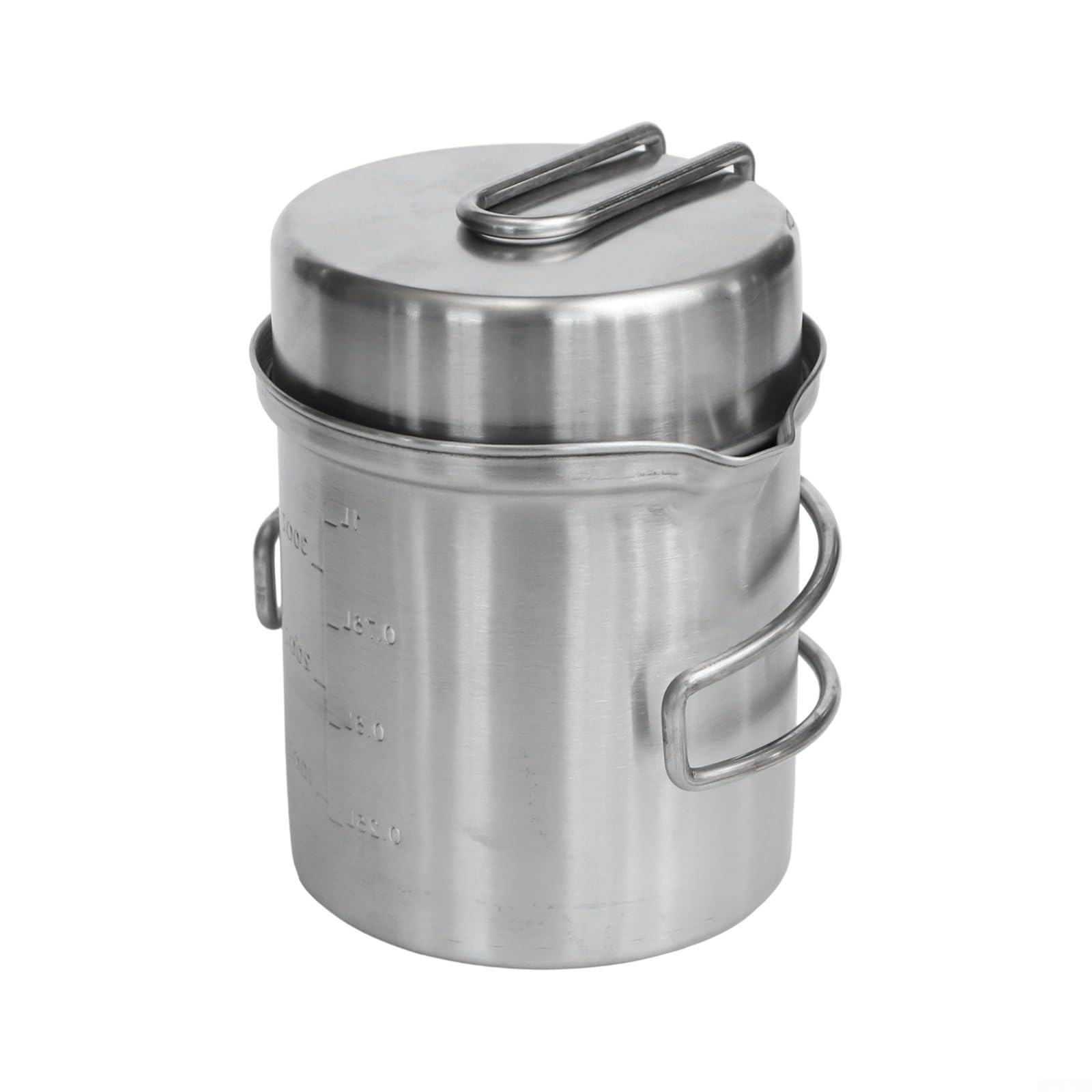 Kit de cocina para senderismo y acampada con ollas de acero inoxidable que anidan para mochila