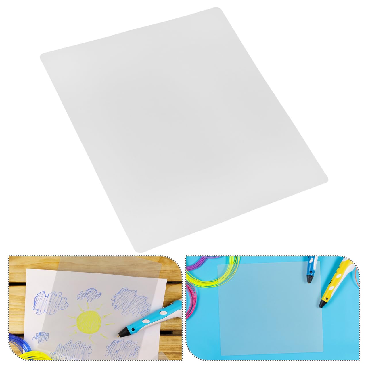 Angoily 10 tappetini per penna 3D trasparenti in PVC, per bricolage, portatili, adatti per diversi pennarelli a pressione 3D, tappetino da schizzo riutilizzabile