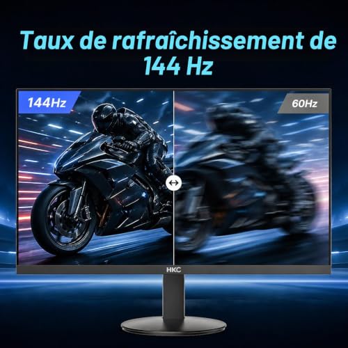 HKC 27 Pouces 144Hz Écran PC Gaming, FHD 1920 x 1080 Gaming Moniteur, Dalle IPS, 5ms, 99% sRGB, Adaptive Sync, Eye Care, Flicker Free, inclinable de -5° à 15°,HDMI 1.4/VGA, VESA 100 x 100mm, V2718S – vue 3