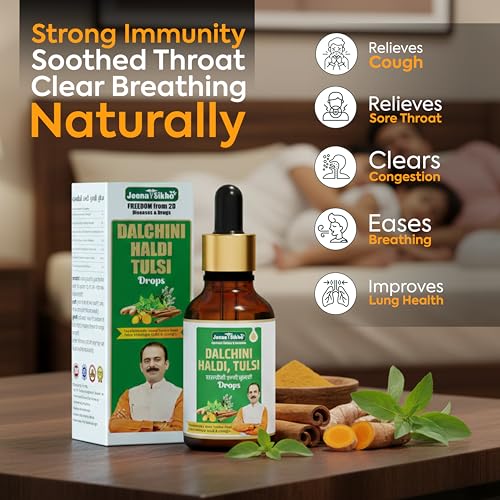 Image of Jeena Sikho Dalchini Haldi Tulsi Drops | Ayurvedic Drops for Cough and Cold | Helps Relieve Frequent Coughing, Dry Cough & Sore Throat, 30ml, Pack of 3