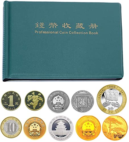 Image of 240 Pockets Coin Holder Collection Coin Storage Album Book for Collectors, Money Penny Pocket, Coin Pouch (Green)