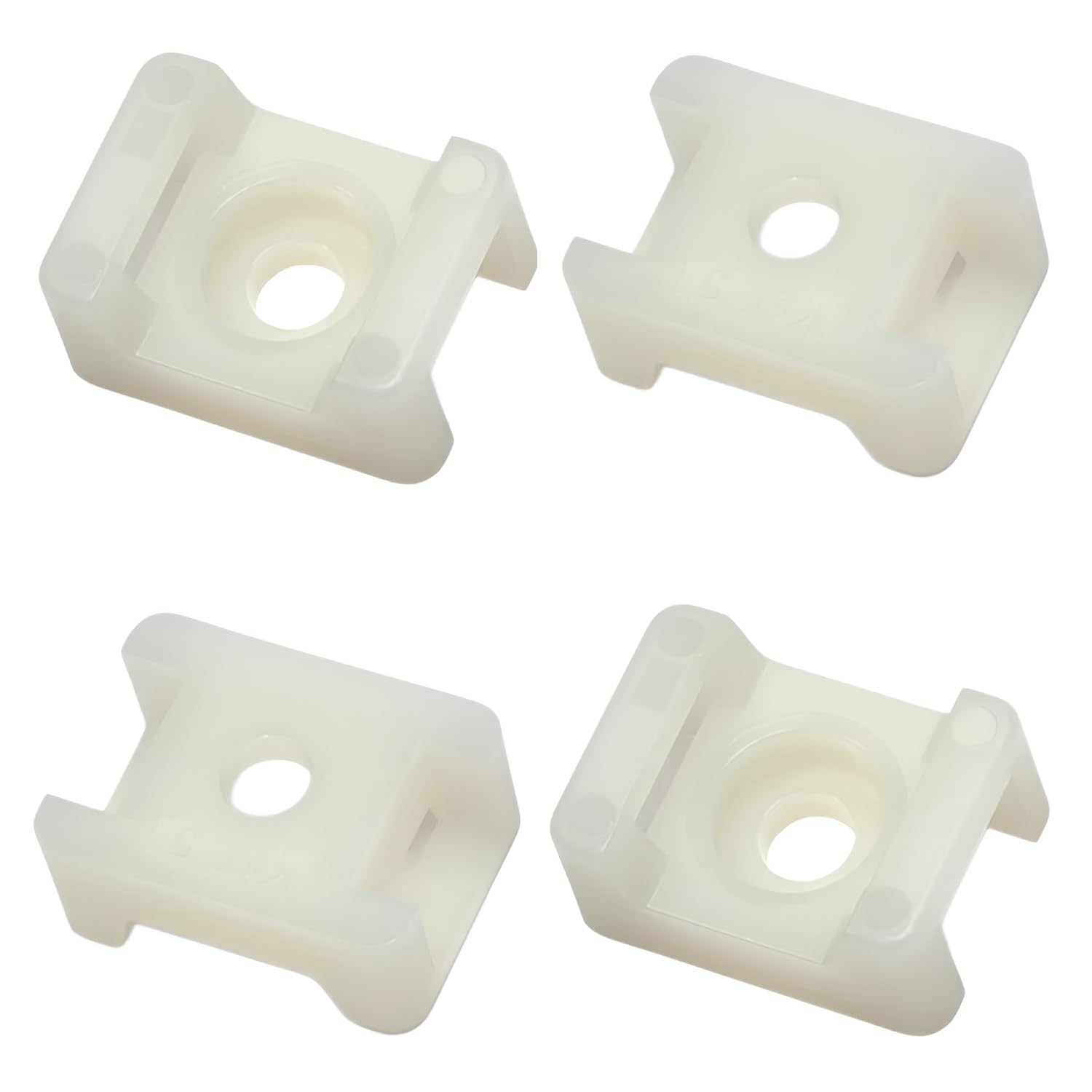 Terf White Terf® 100 Pcs Screw Mount Cable Tie Bases - Cable Ties Up To 9Mm Wide - 5Mm (M5) Screw Hole - Saddle Mount Cable Tie Fixings For Home Office Workshop Warehouse Diy Use
