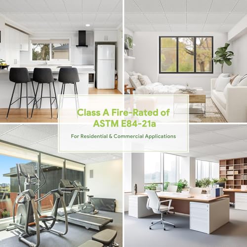 2ft x 2ft Drop Ceiling Tiles，Printed Pro Ceiling Tiles 24 x 24in. Waterproof, Washable and Fire-Rated - Reusable - High-Grade PVC to Prevent Breakage-Cover 48 Sq. Ft-Package of 12 Tiles by Noooza - Image 4