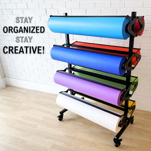 8 Rack Large Paper Roll Holder Dispenser Cutter for 36 inch Butcher Rolls by Pure Ponta - Image 8